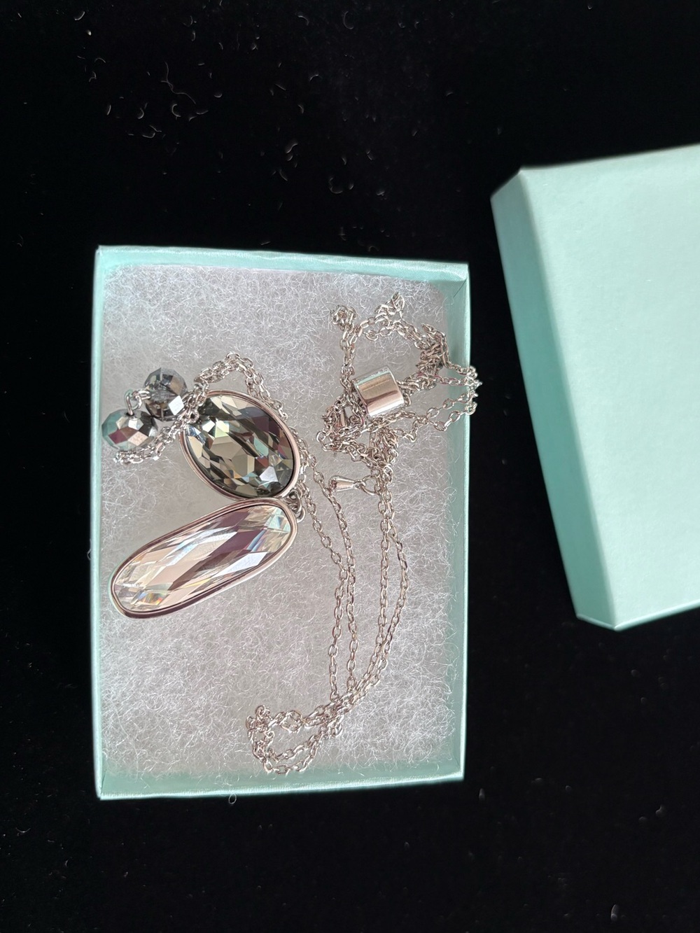 Touchstone Crystal Silver-Tone Necklace with Clear and Smoky Crystals
